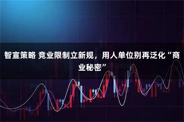智宣策略 竞业限制立新规，用人单位别再泛化“商业秘密”